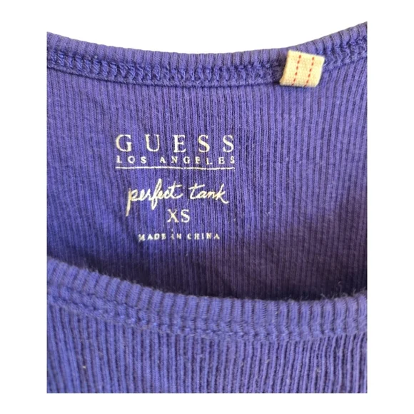 GUESS Blue 🔵 Ribbed "Perfect Tank* Top - Picture 4 of 6